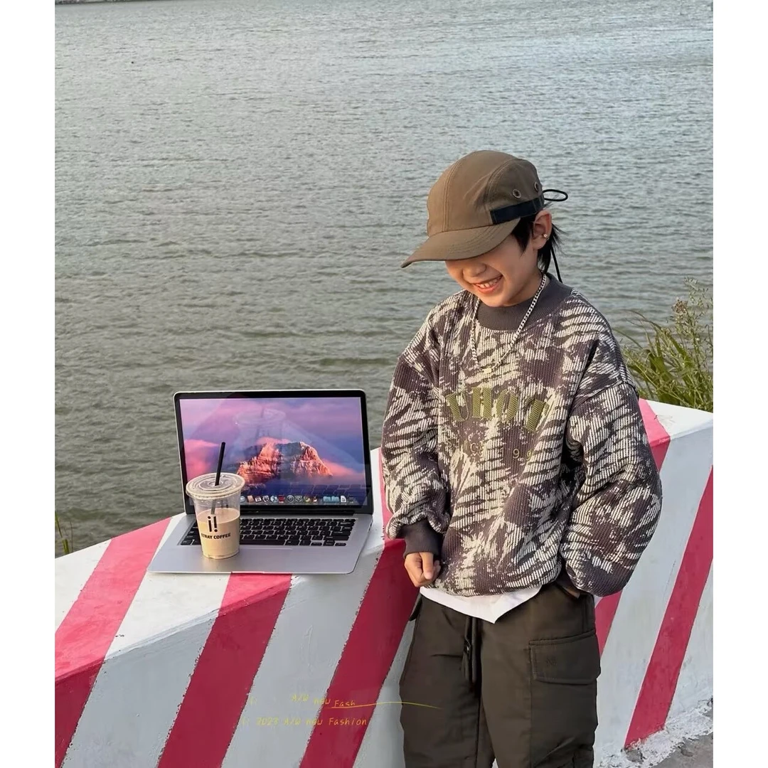 30507高端童装时尚百搭休闲加绒圆领卫衣A7-4-2