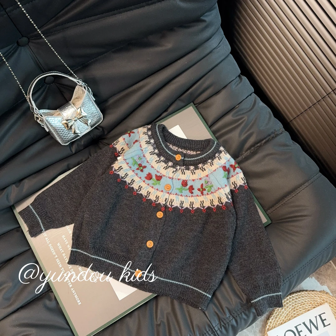 【针织毛衣开衫】费尔岛宝宝法式针织衫童装长袖民族风秋装春秋毛衣