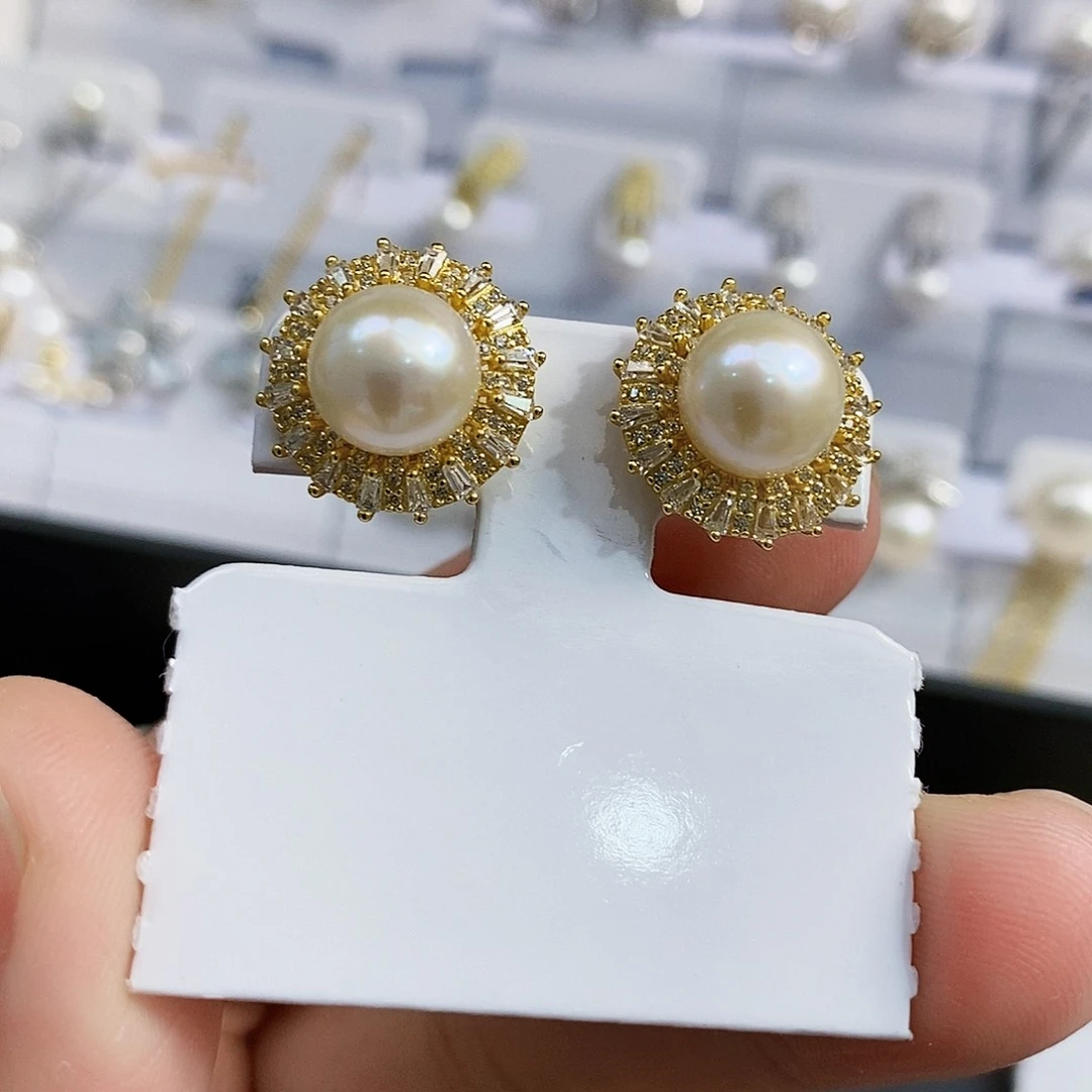 银S925镶嵌特价新品设计款耳饰淡水珍珠