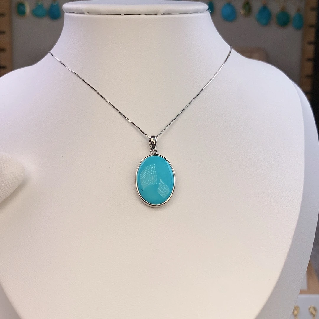 绿松石银S925镶嵌颈饰