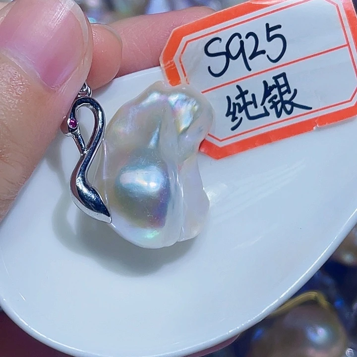 淡水珍珠银S925镶嵌颈饰