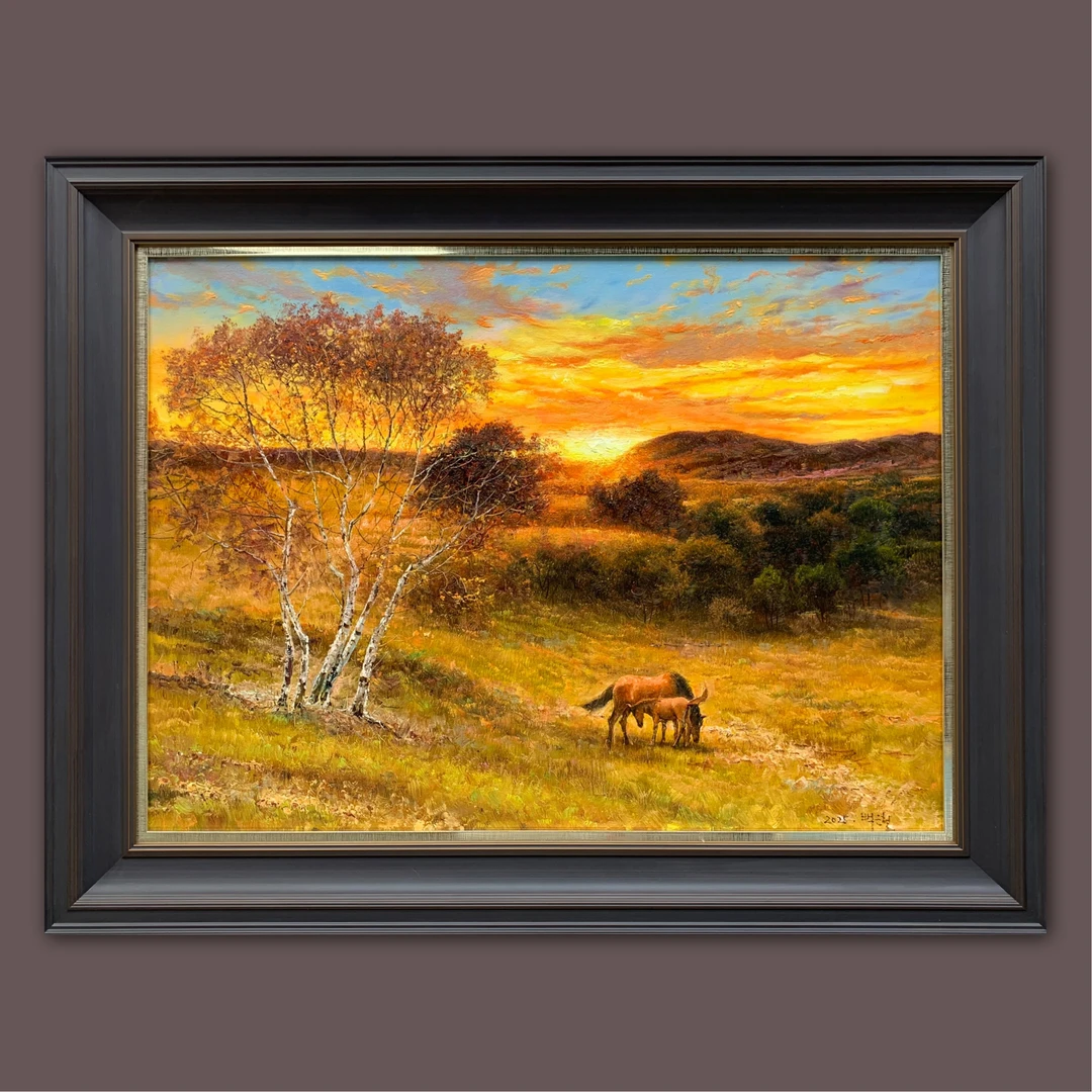 艺弘羽艺术 原创《暮色》风景油画收藏 带框尺寸75.5-97.5cm