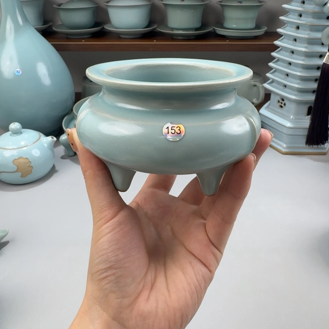 陶瓷摆件微瑕汝窑仿古釉香炉