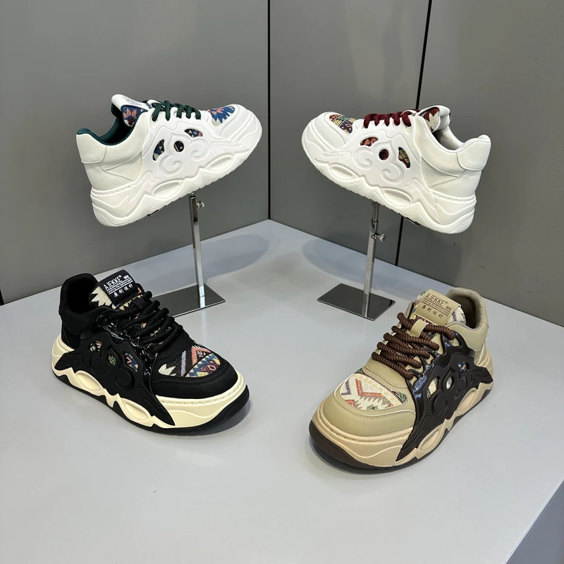 KRY潮牌早春新款老爹鞋国风个性厚底舒适休闲男士潮鞋（皮鞋码