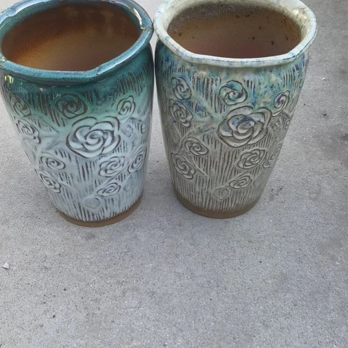 红陶口16高24两个盆