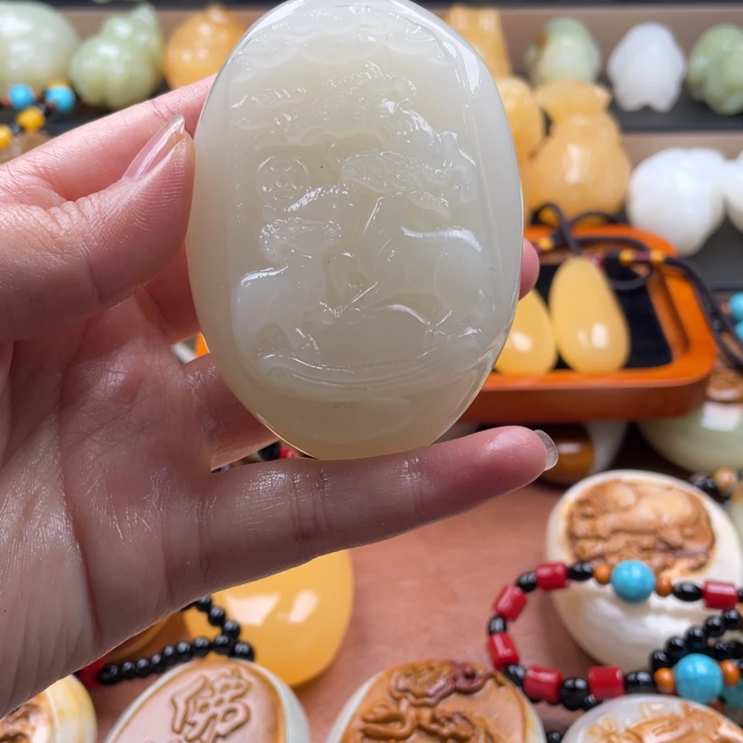 许***耀石材天然古青石手把件