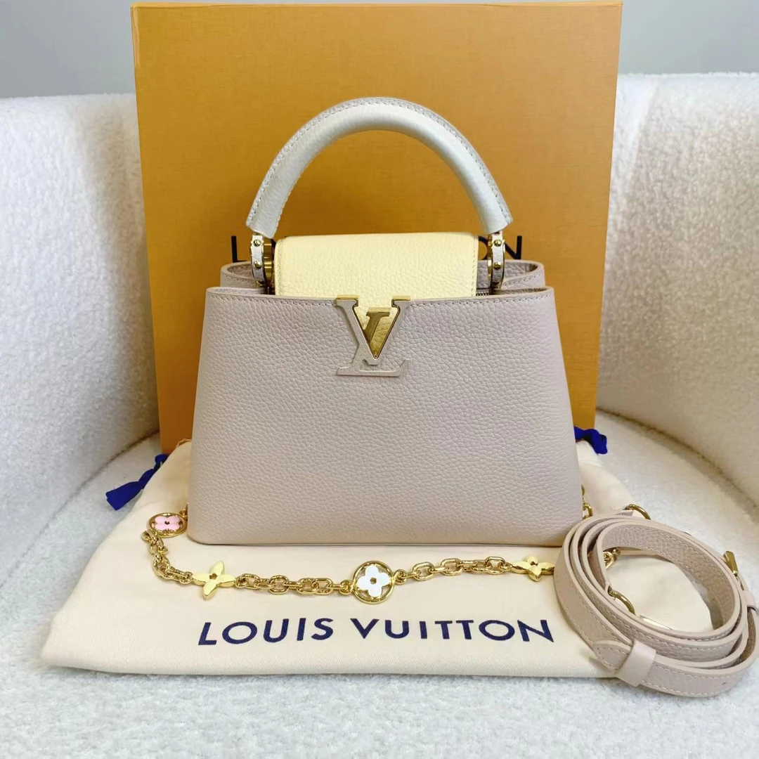 99新 LouisVuitton/路易威登 壹臻/拼色链条cap bb单肩包76842185