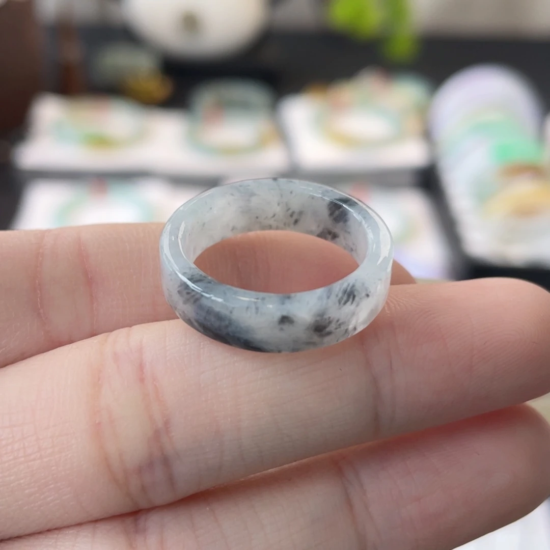 翡翠戒指未镶嵌17乌鸡方戒