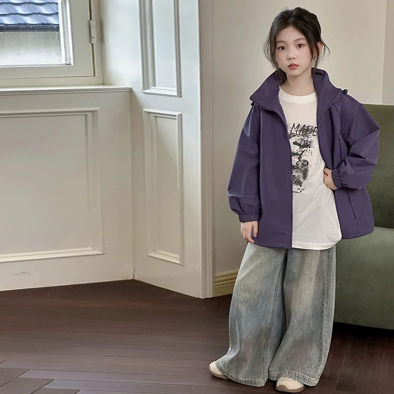 252-沫弛尔女大童风衣外套双色2025秋季新品