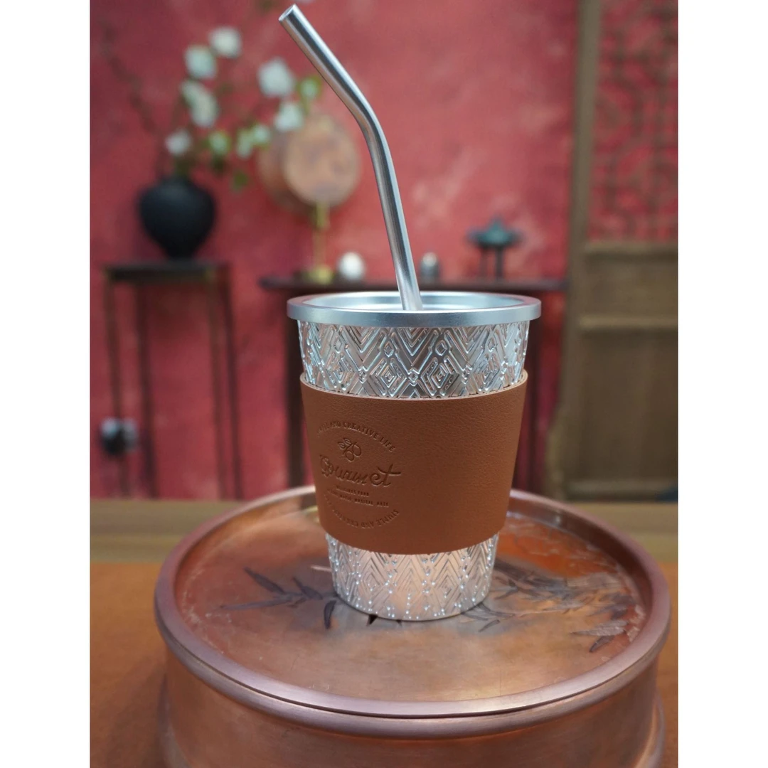 【锤痕银楼】手工艾德莱斯纹纯银复古杯