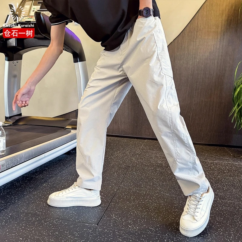 仓石一树潮流夏季薄款直筒裤男士宽松阔腿裤2025新款百搭休闲裤子