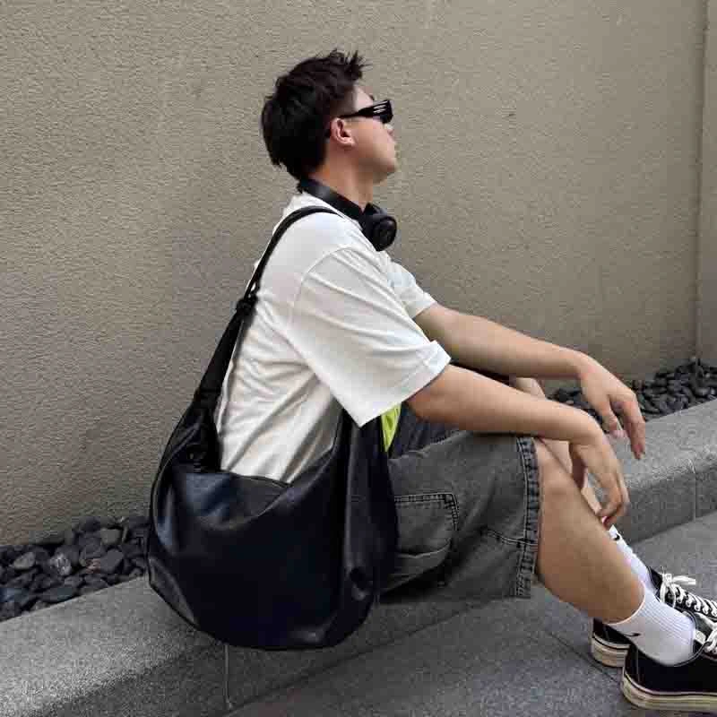 CX韩系ins复古软皮大容量饺子包高级感休闲单肩斜挎托特包男女