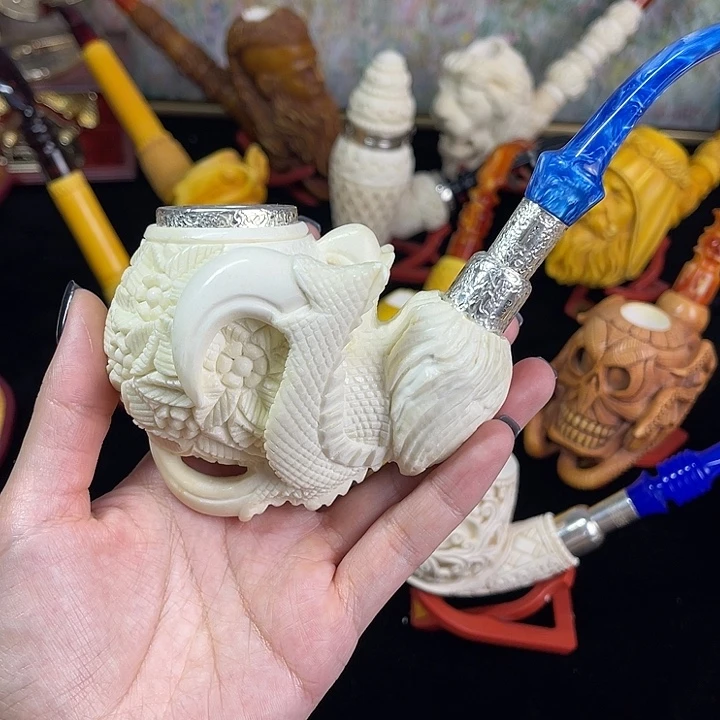 海泡石烟斗精雕刻龙蛋