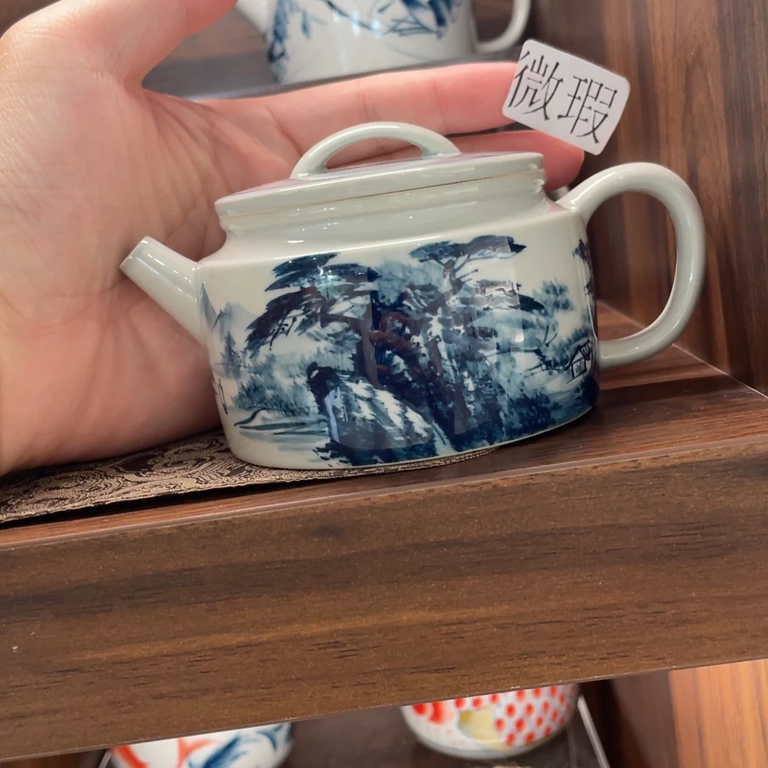 釉下手绘茶具微瑕