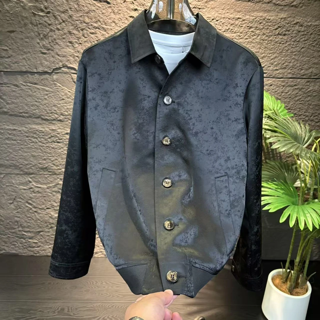 【轻奢】男款翻领夹克时尚休闲帅气短款长袖外套简约商务百搭秋季