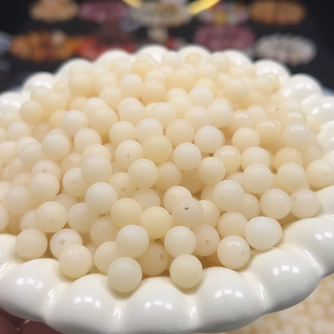 菩提根/象牙果手串微瑕卡9奶白圆500颗