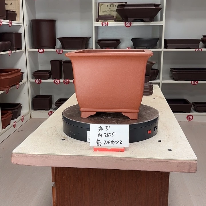 紫砂花盆玉缘口四方
