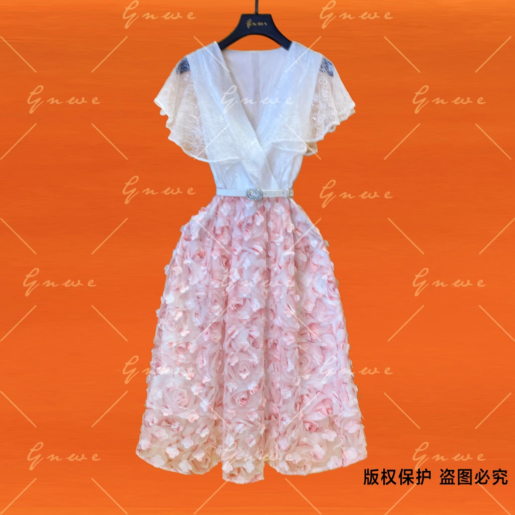 【私人订制】夏季新款轻奢高定洋气优雅连衣裙G0326