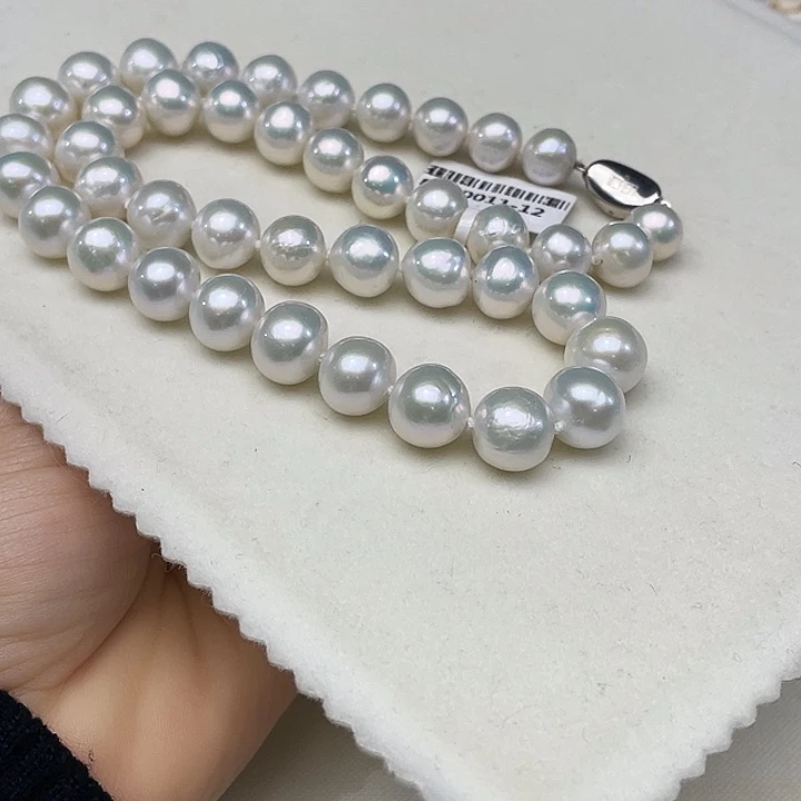 银S925镶嵌淡水珍珠颈饰卡10到11高品极光澳绿炫彩