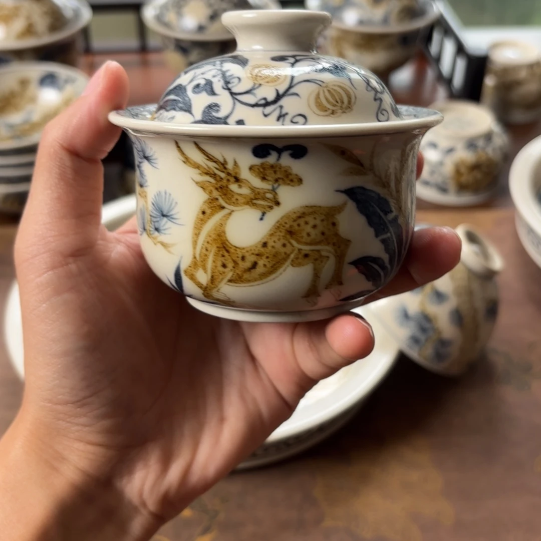 摆件景德镇手绘茶器瑕疵