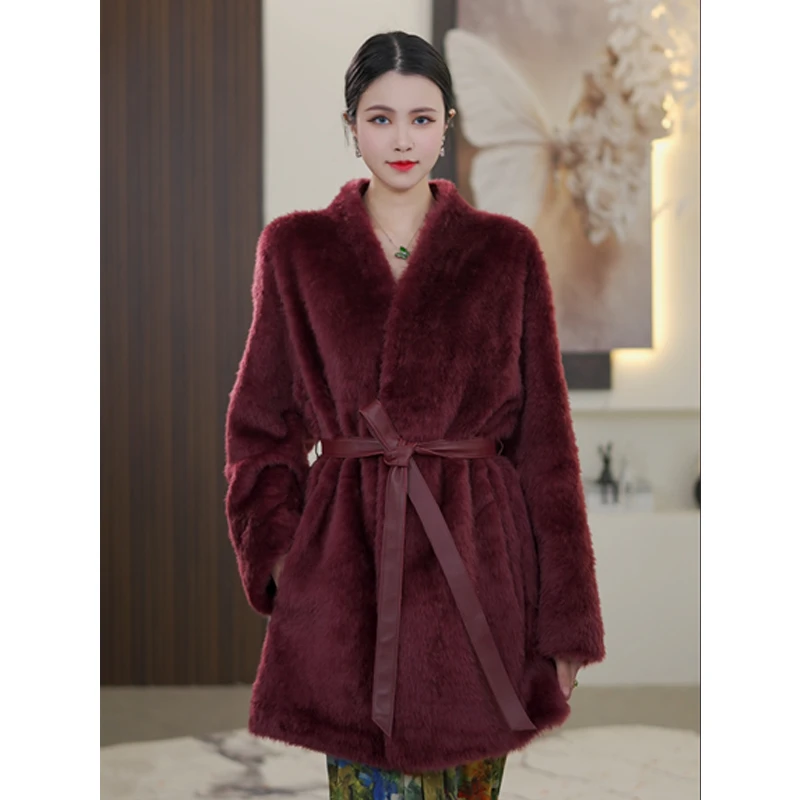 【华灯初上】超软超轻顶奢进口拉贡长款皮毛一体皮草外套女