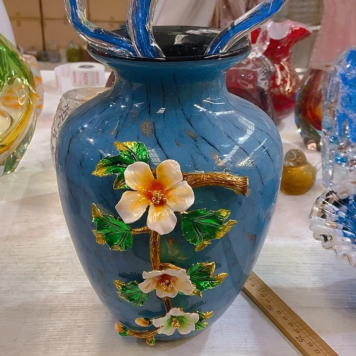 琉璃琉璃花瓶高30口9