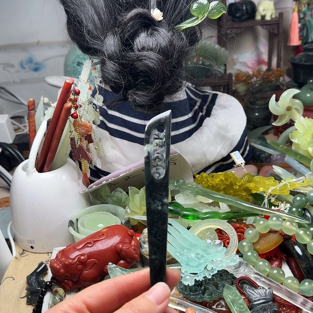 蛇纹石玉合金发饰