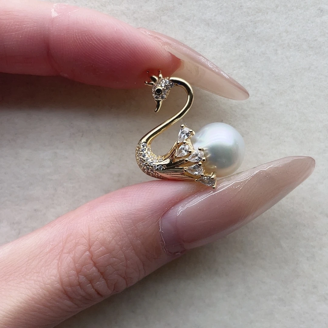 银S925镶嵌海水珍珠吊坠32