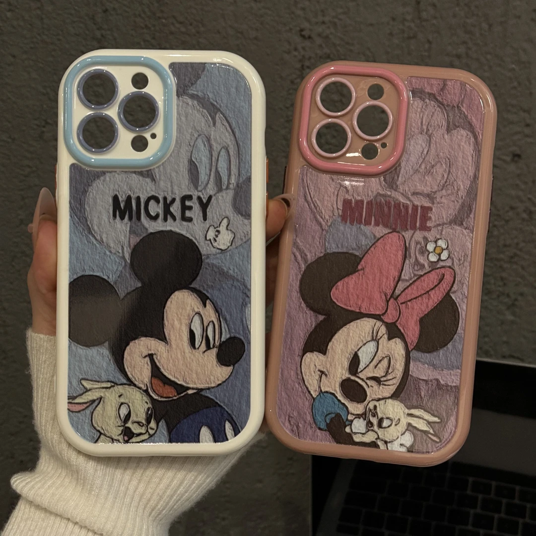 适用苹果16pro手机壳iPhone15奶油华为p80可爱荣耀小米15油画米奇