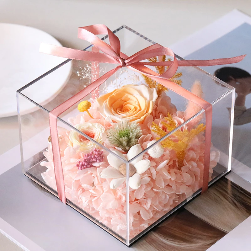 七夕伴手礼情人节玫瑰花送闺蜜女友礼物永生花创意生日礼物摆件