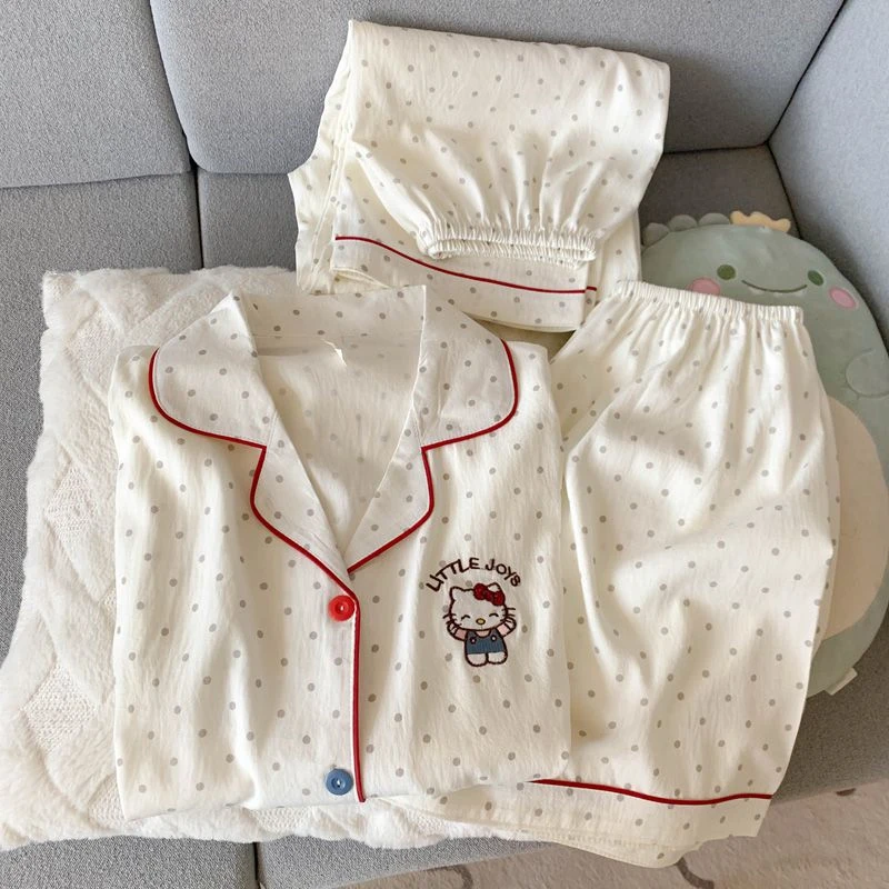 【三件套波点kitty】云朵棉睡衣女夏季短袖可爱少女ins风家居服套装