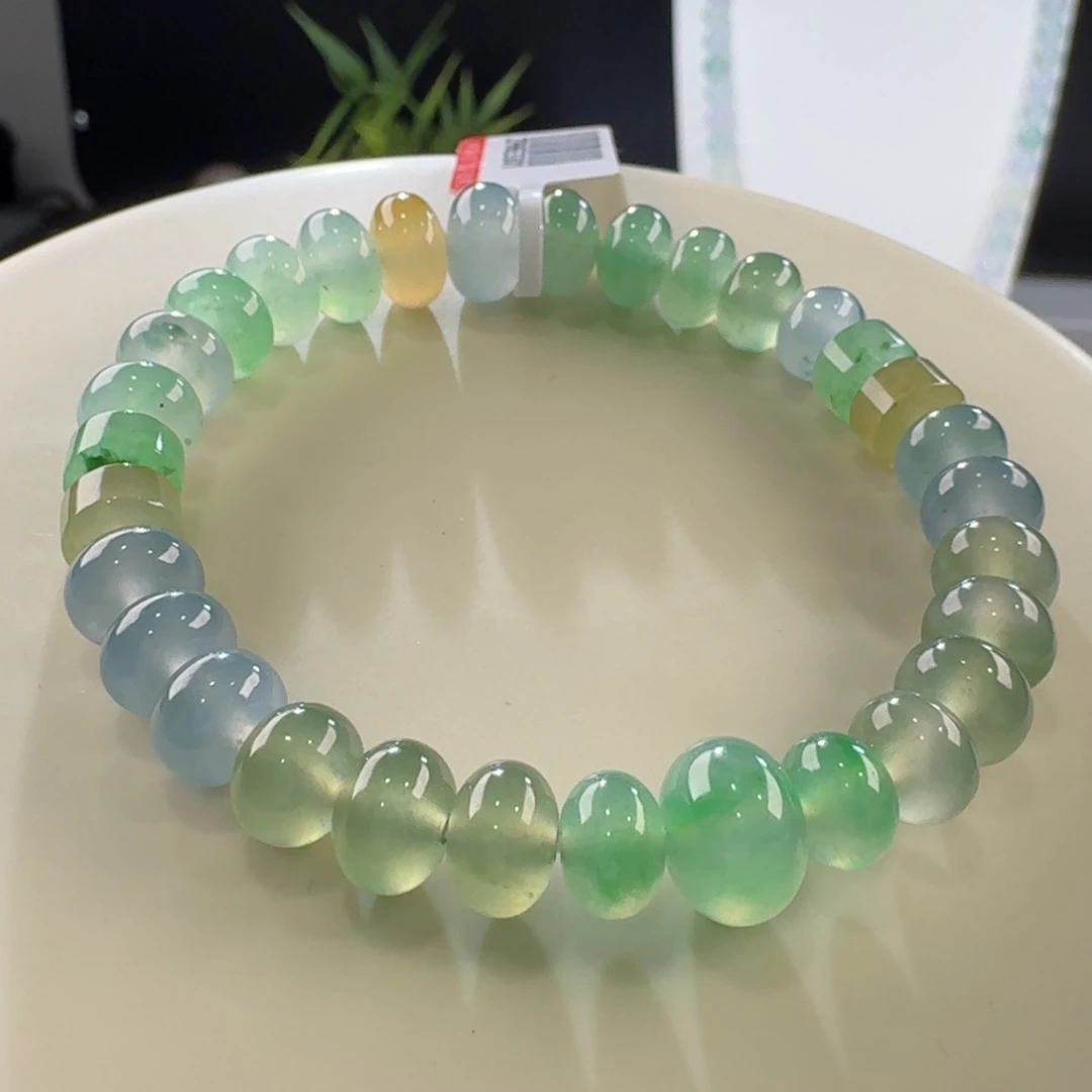 翡翠手链未镶嵌多宝鼓珠单圈