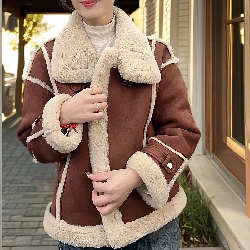 气质女款百搭秋冬时尚大衣韩版皮毛一体