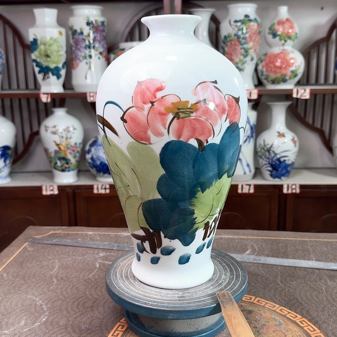 摆件景德镇陶瓷梅荷花花