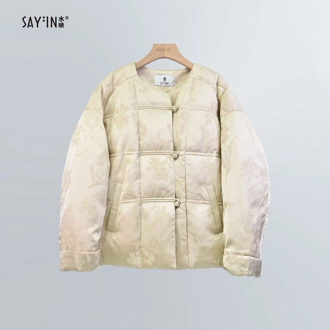 sayin/水映【厚外套】冬季短款90白ya新中式国风厚外套 Y5015