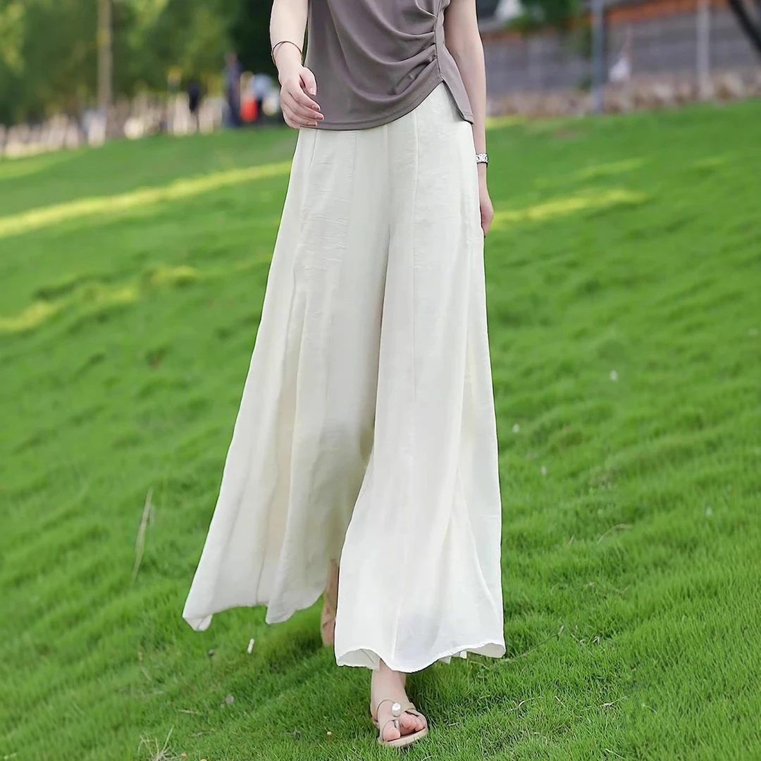 裙裤女夏季薄款2025新款长裤高腰显瘦垂坠感高级感妈妈休闲阔腿裤
