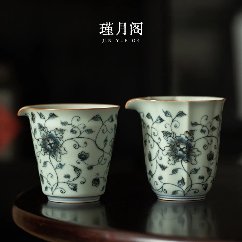青花公道杯公杯茶海陶瓷功夫茶具分茶器复古大号家用防烫德化陶瓷