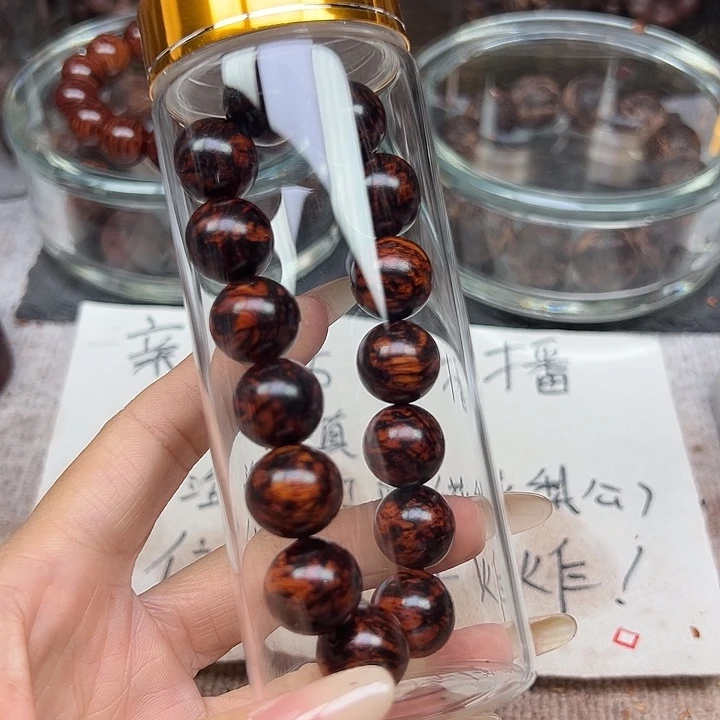 降真香手串/手链慎*海南红降1.5圆珠爆满纹理黑金极品