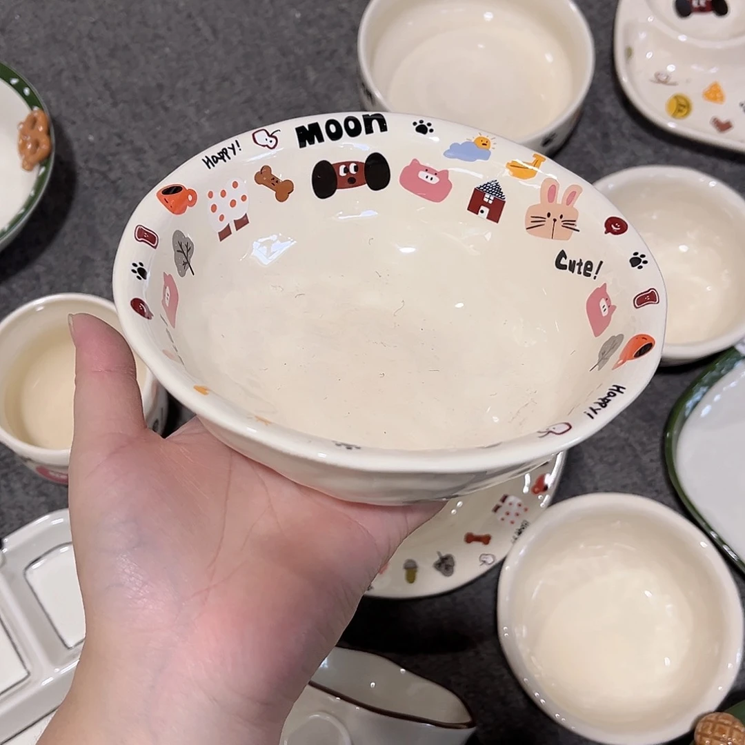 正品月亮小狗6寸陶瓷餐具系列