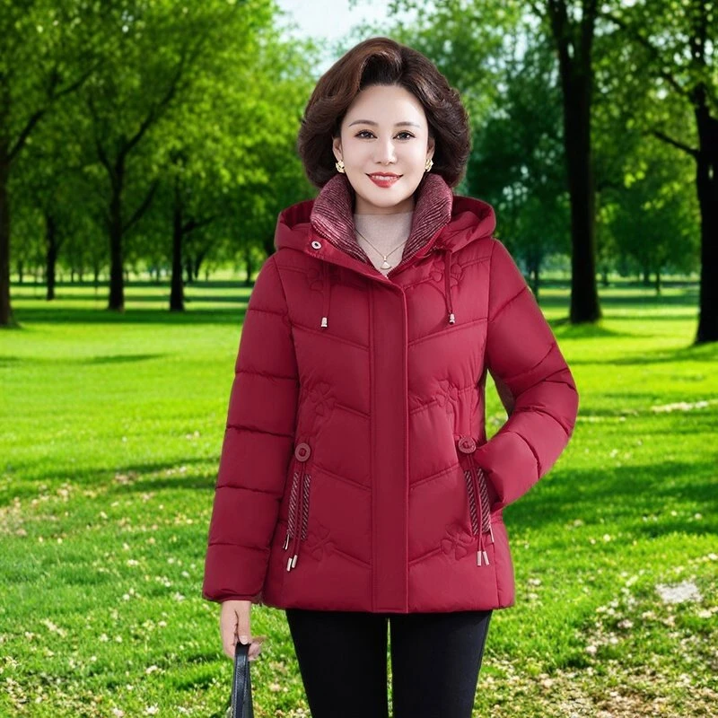 【专属】新款妈妈装中老年棉服女短款大码加厚遮肚子显瘦棉衣【85】