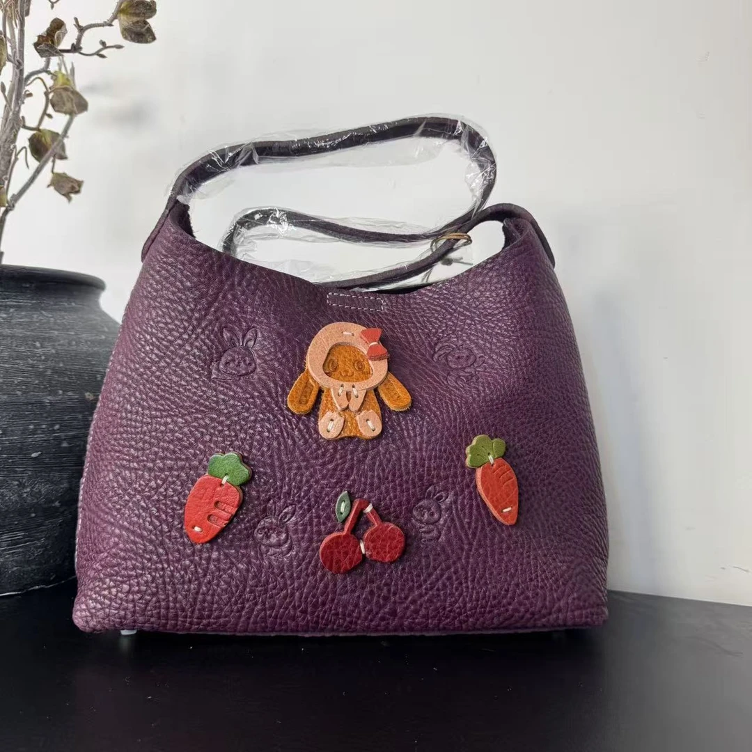 原创手工DIY原创设计治愈系个性可爱风女包 布鲁克林--紫色垂耳兔