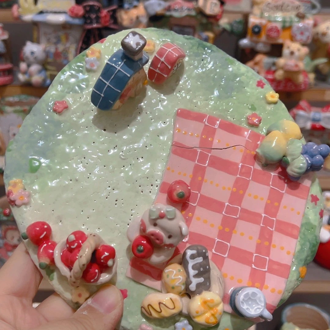 瑕疵福福野餐托盘手工花盆