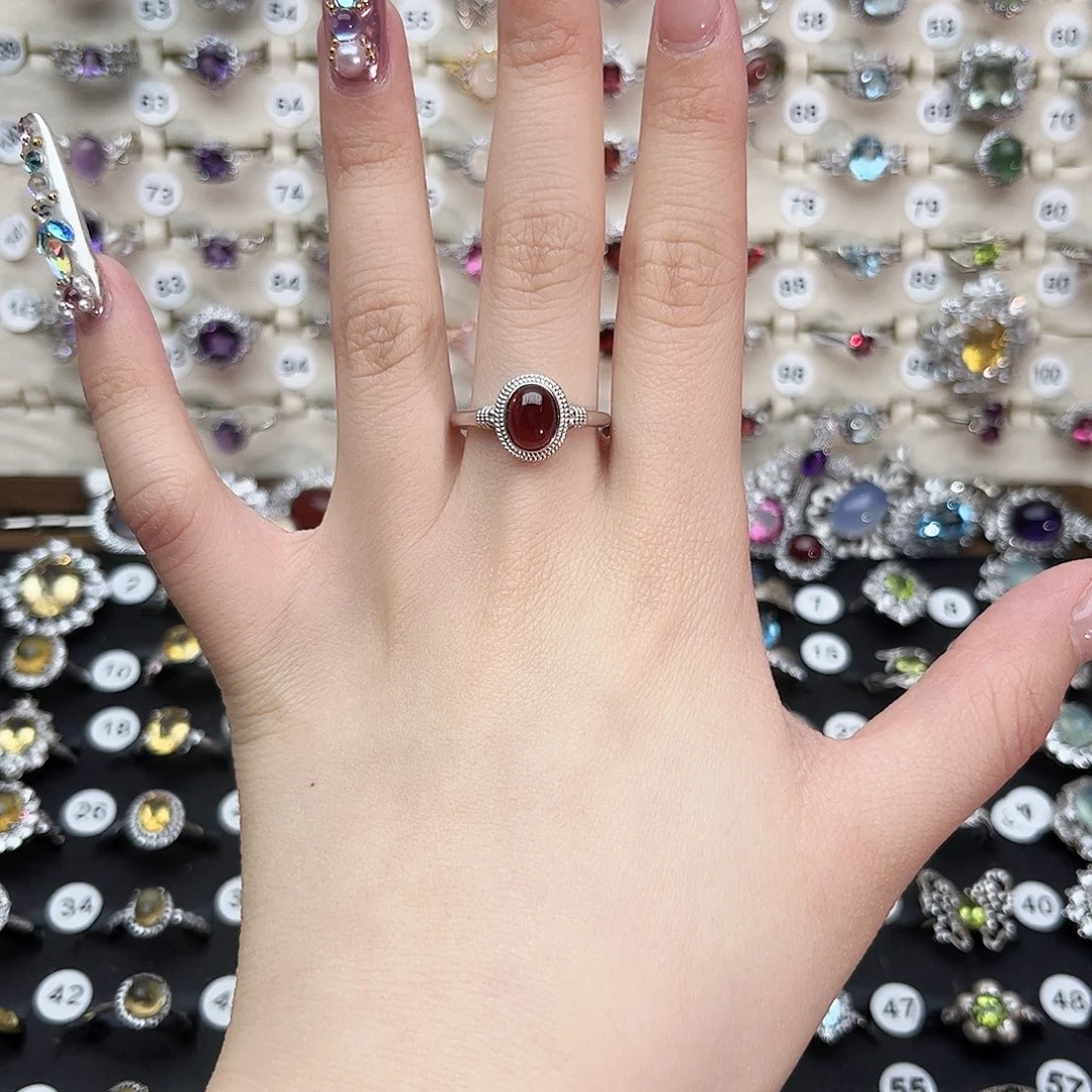 银S925镶嵌戒指石榴石