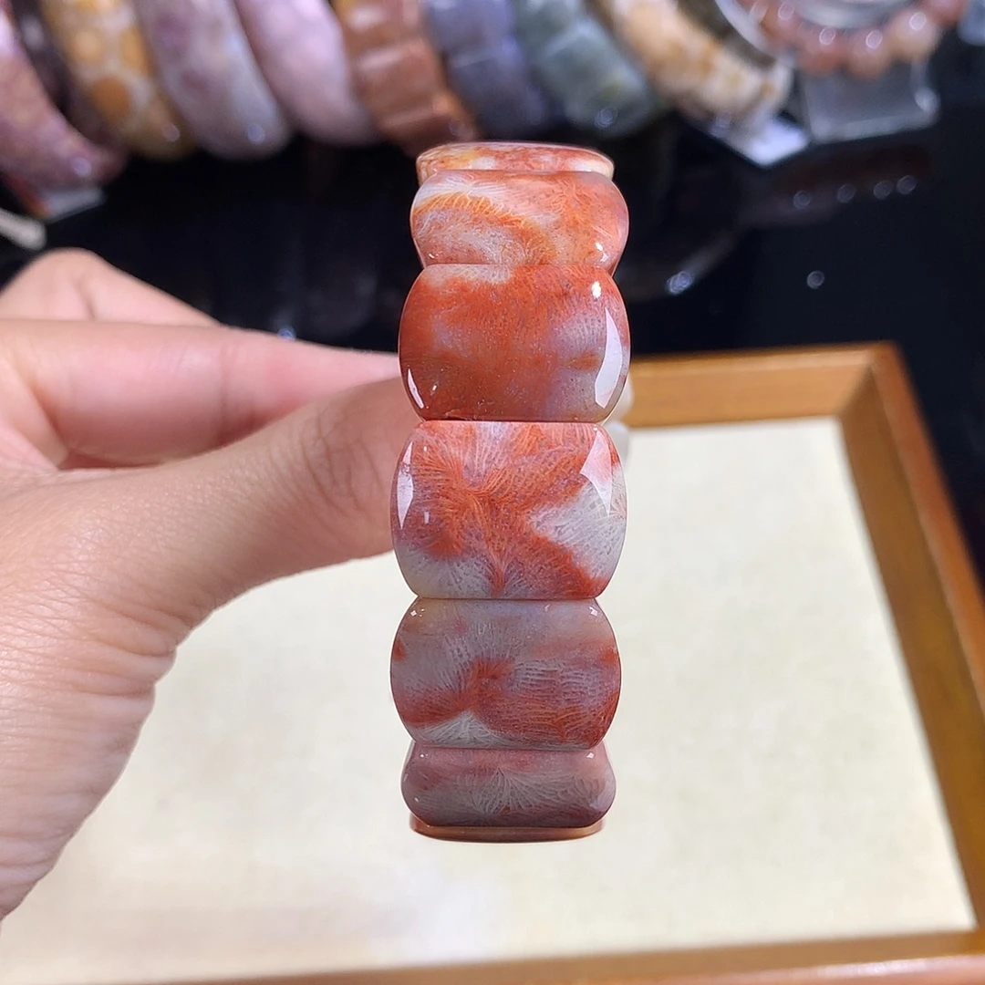 硅化珊瑚（珊瑚玉）未镶嵌吊坠(赠链)41号凤尾手排