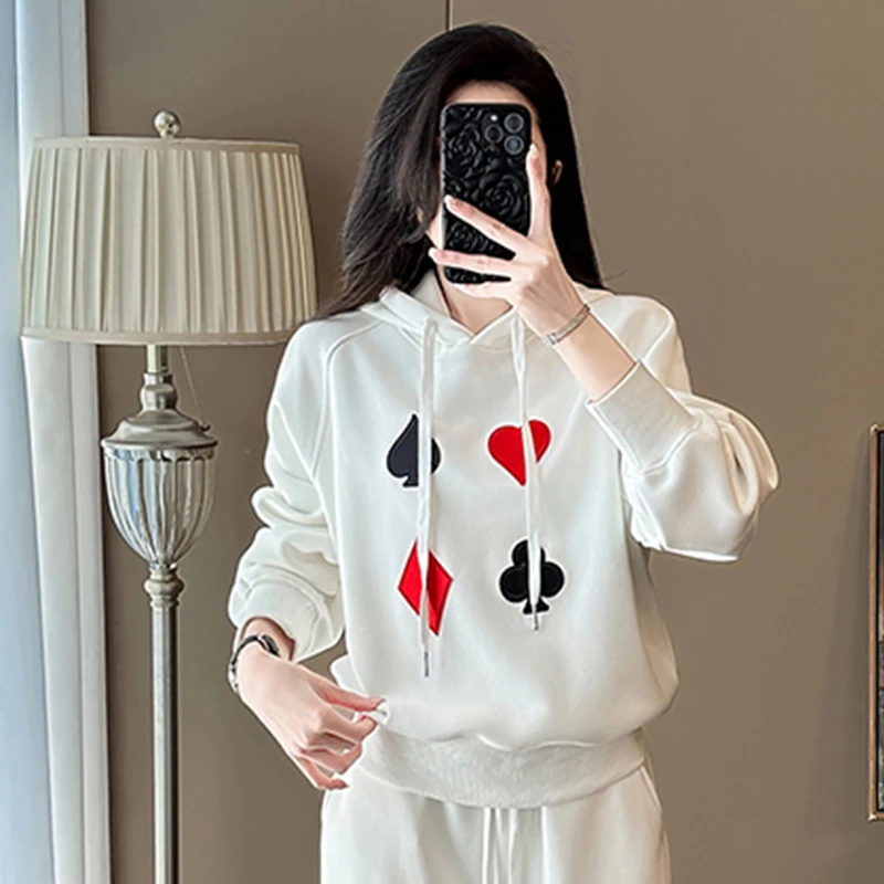 欧货连帽卫衣女秋冬季2025新款宽松潮牌休闲套头外套长袖加绒上衣