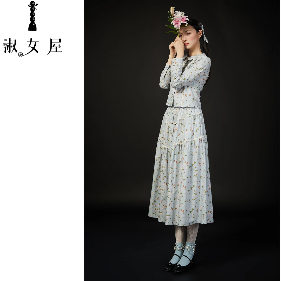 淑女屋长袖官方旗舰店花园里的秘密套装2号纯棉高级感优雅时尚