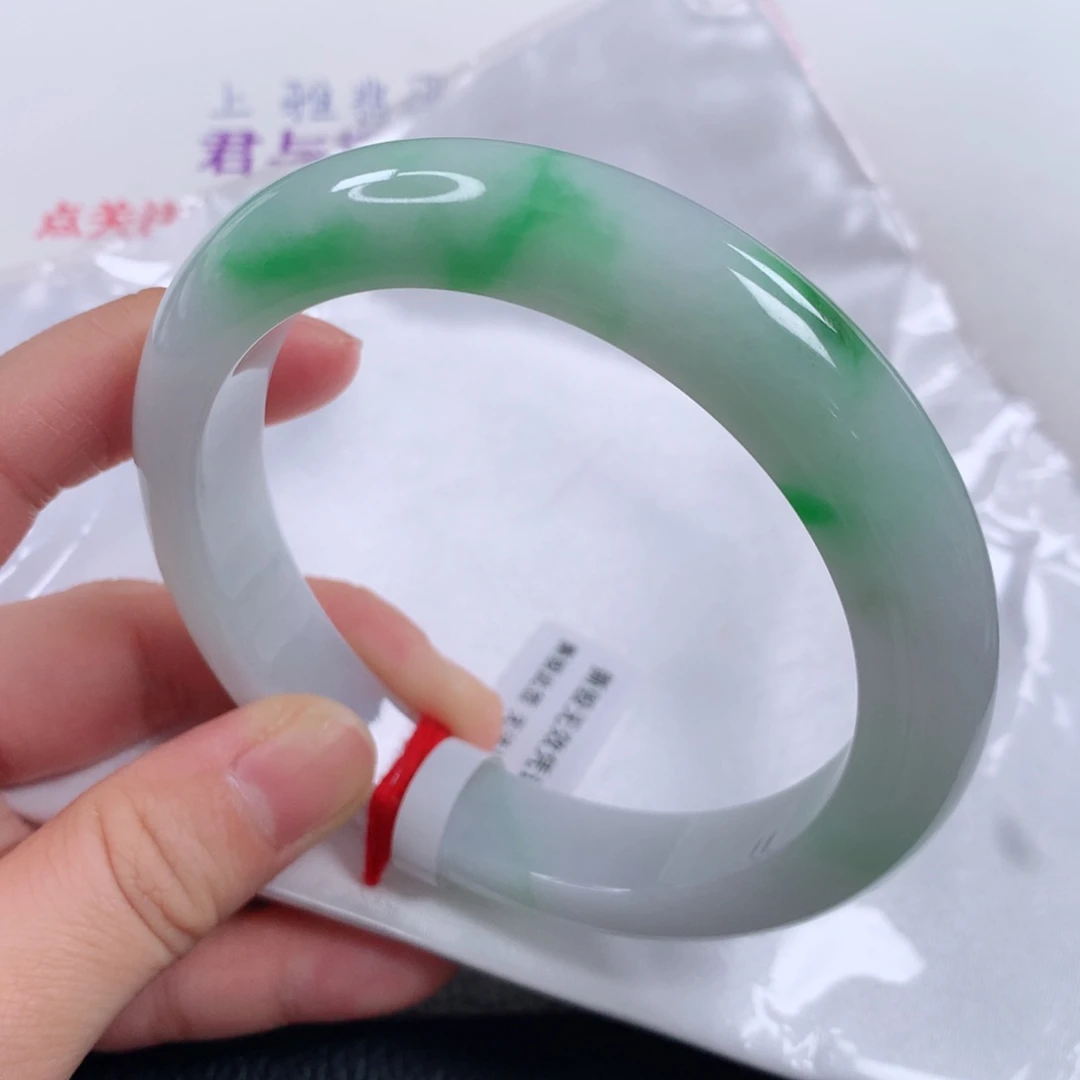 未镶嵌手镯翡翠 正圈飘阳绿64圈②⑦⑤