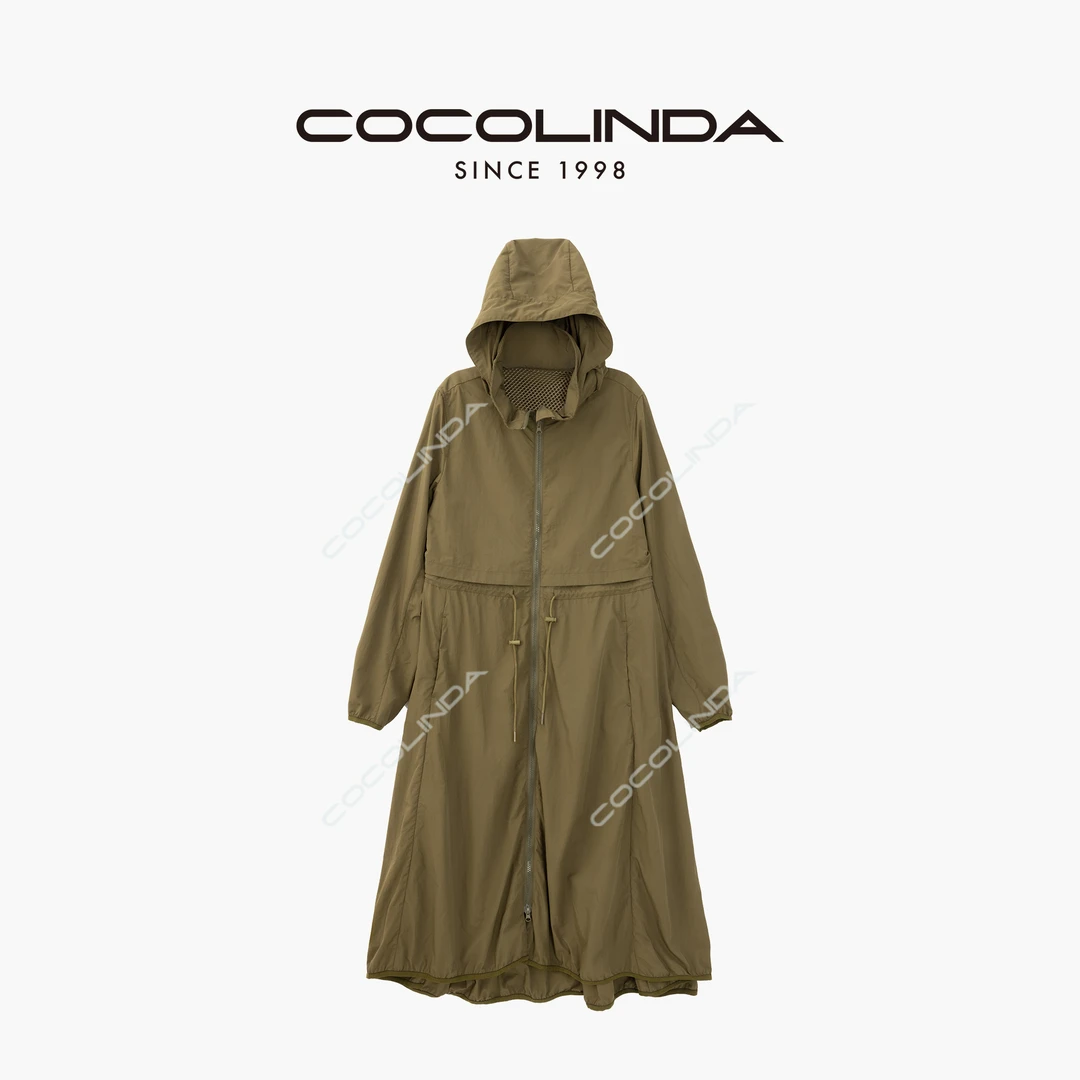 COCOLINDA | 户外休闲抽绳连帽中长款风衣C5333