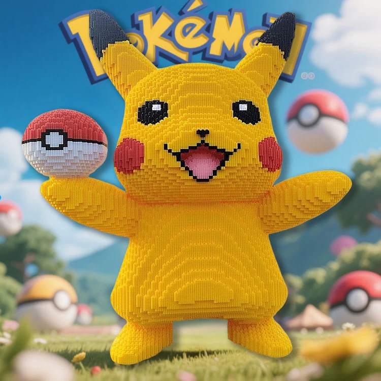 超大皮卡丘颗粒益智积木玩具亲子拼装女孩礼物摆件生日樱花高颜值