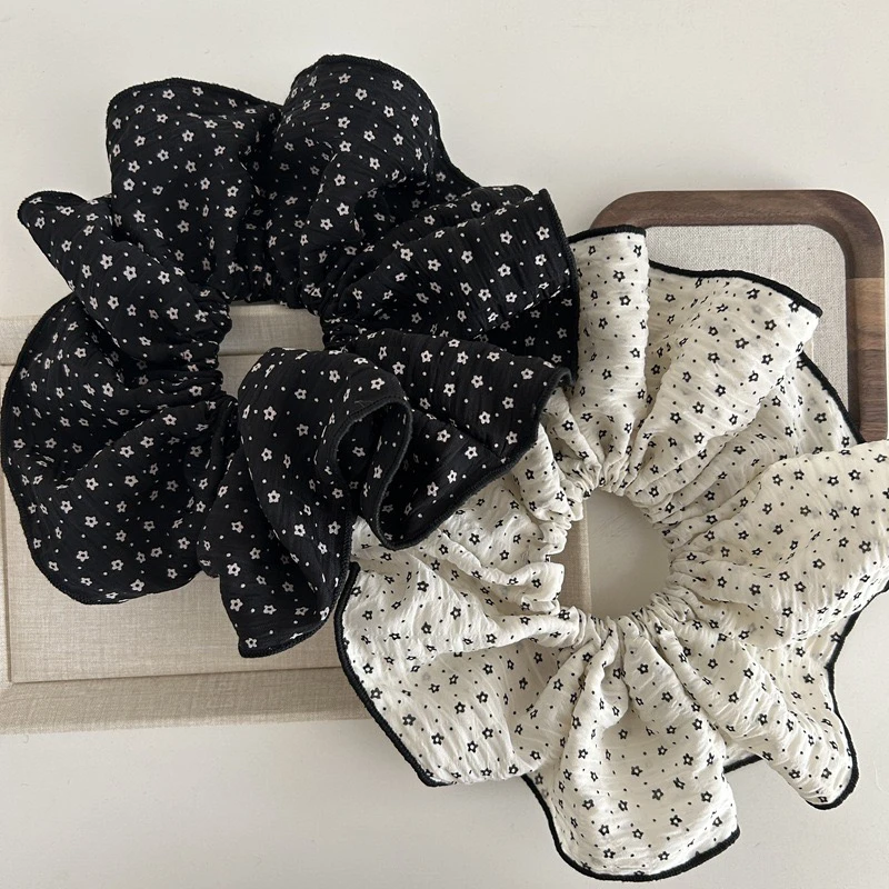 韩系布艺碎花大号大肠发圈气质波点锁边头绳洋气百搭头花发饰头圈